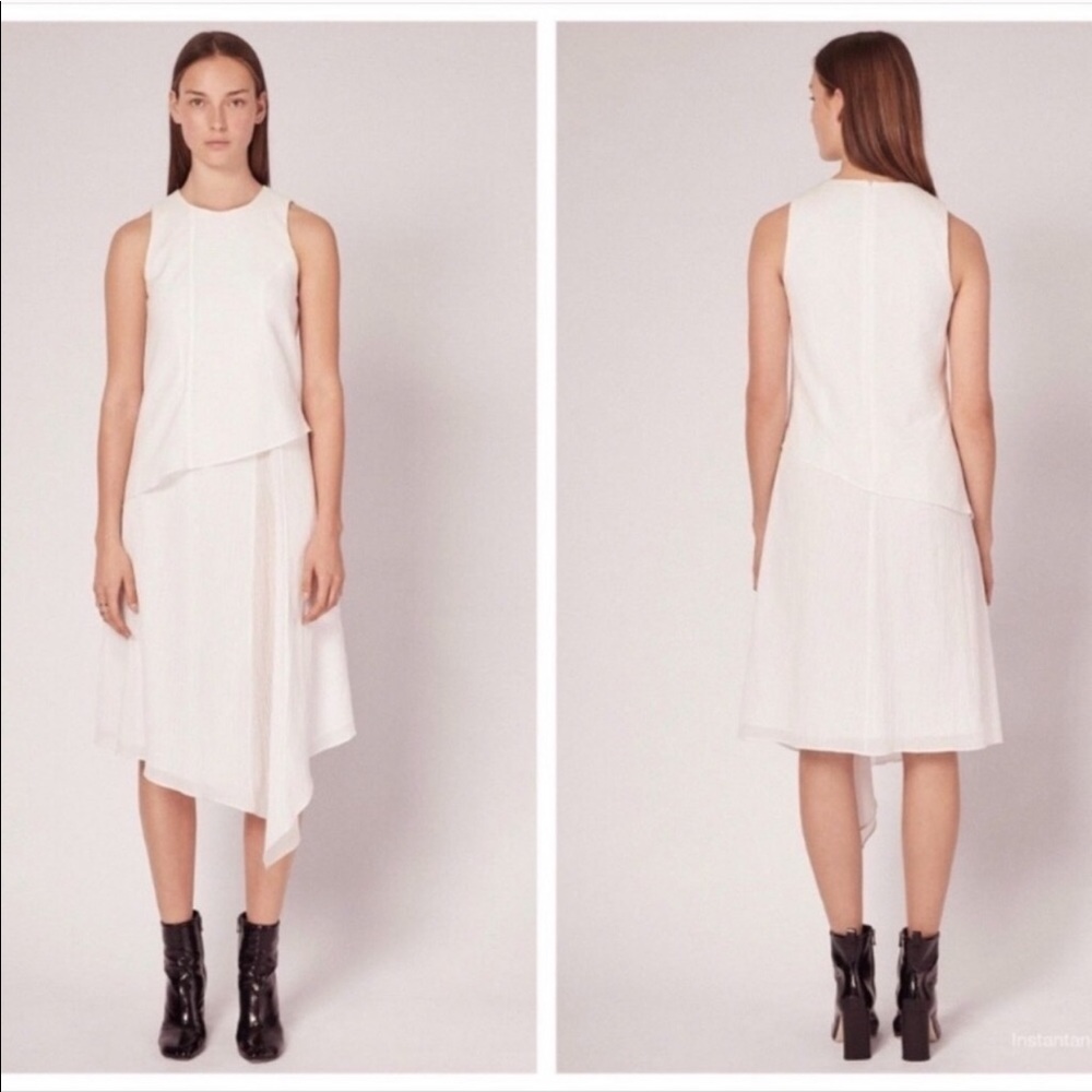 rag & bone Asymmetric White Sleeveless Midi Dress